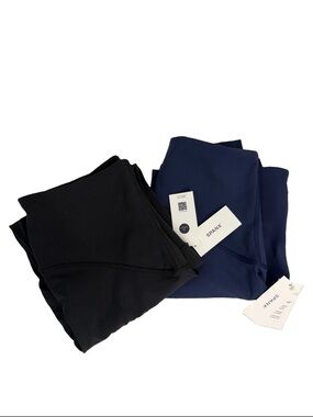 Spanx Booty Boost 7/8 Black Navy Leggings  Lot Of 2 - Size Large New NWT